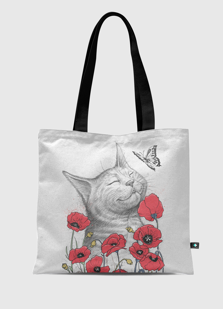 Cat in poppies