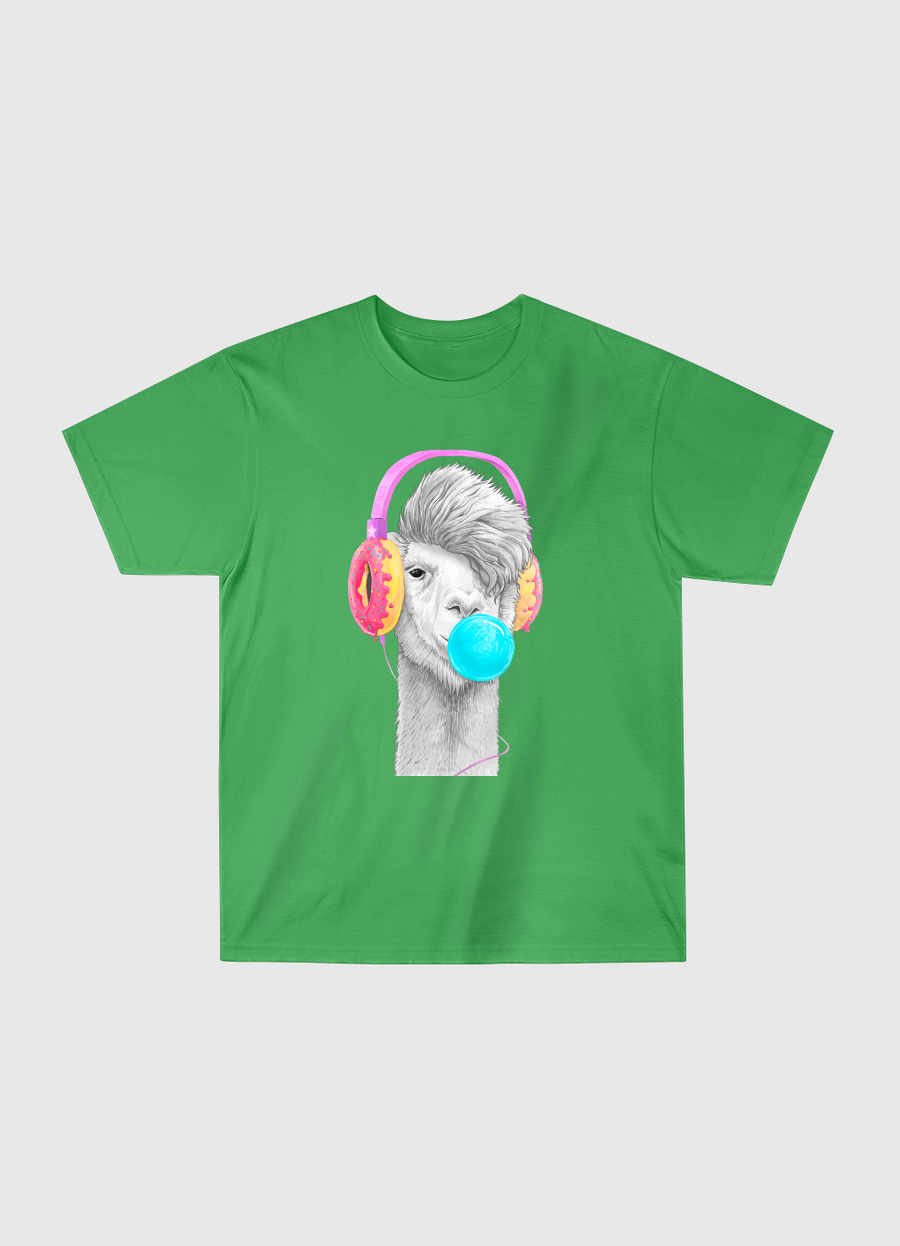 Lama in headphones