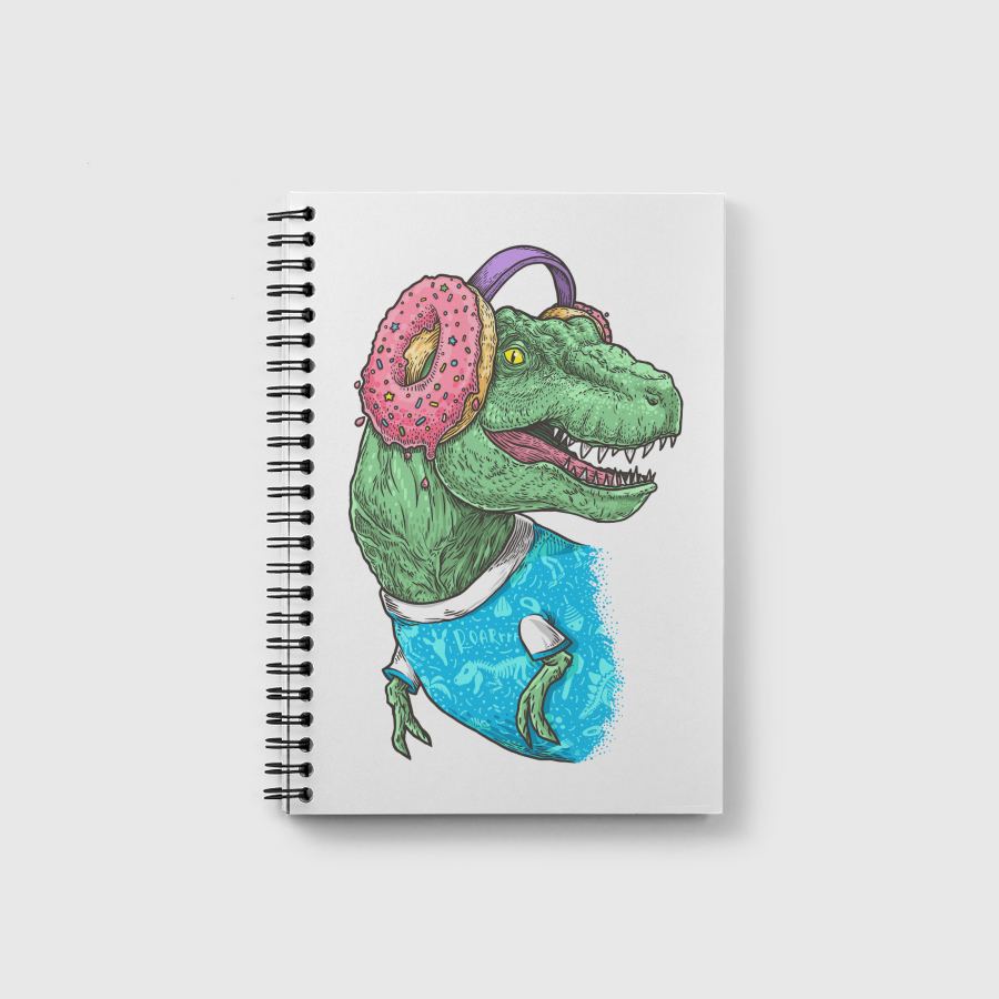 T-rex with headphones