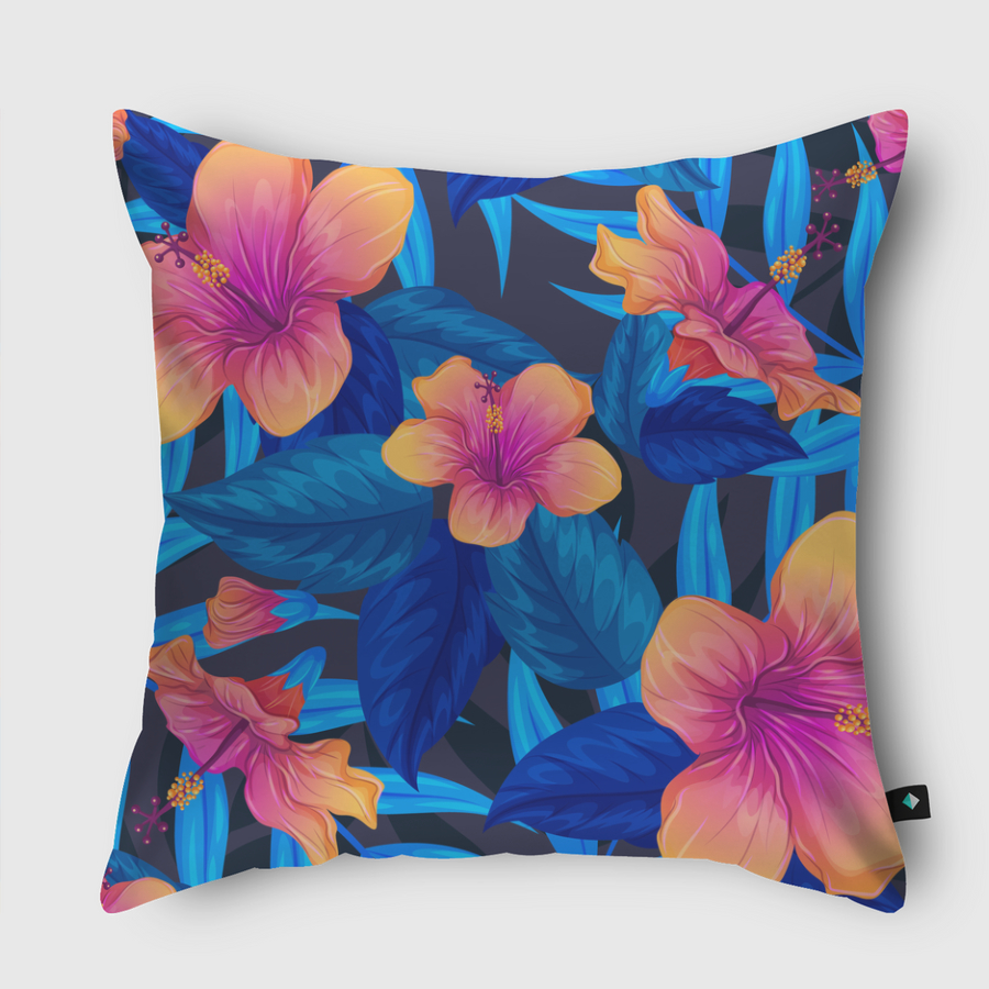 blue topical floral design