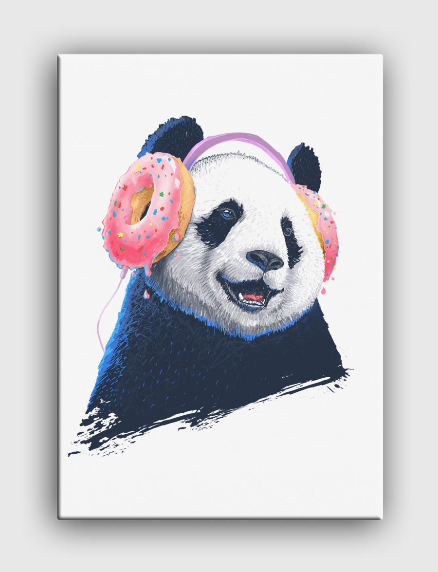 Panda in headphones