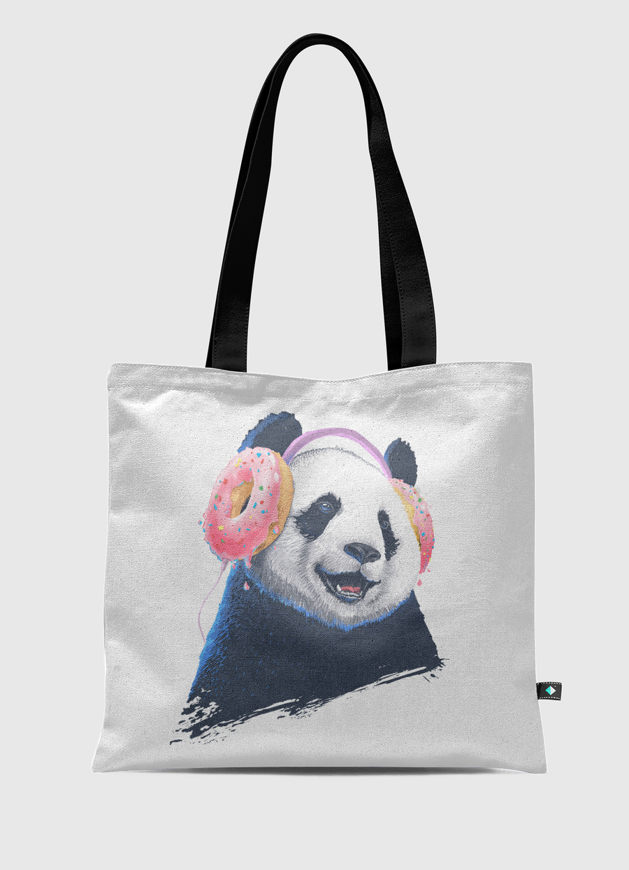 Panda in headphones