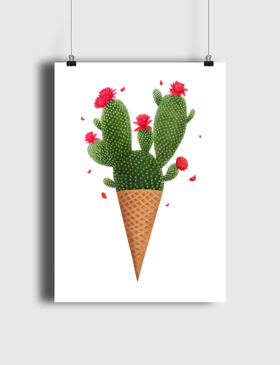 Ice cream with cactus