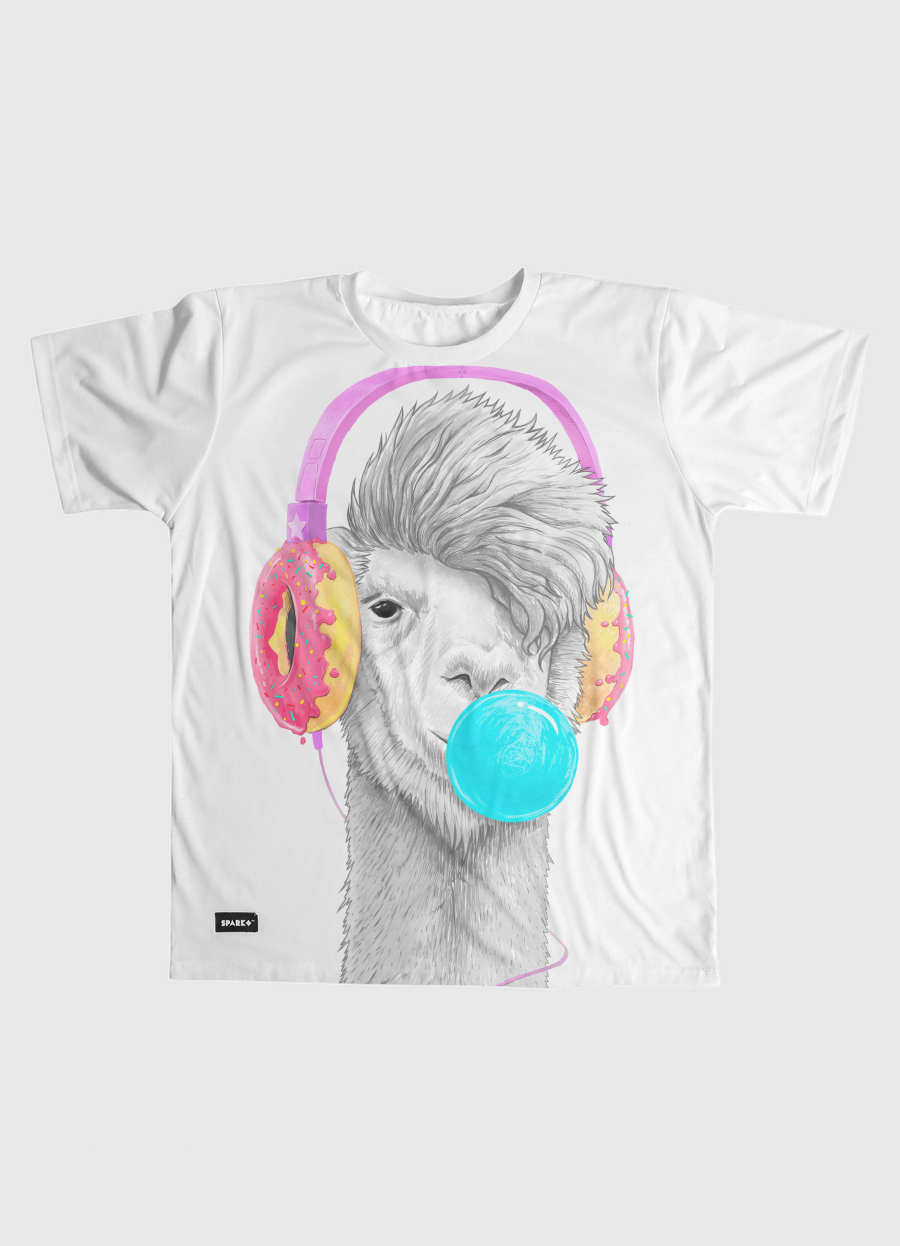 Lama in headphones