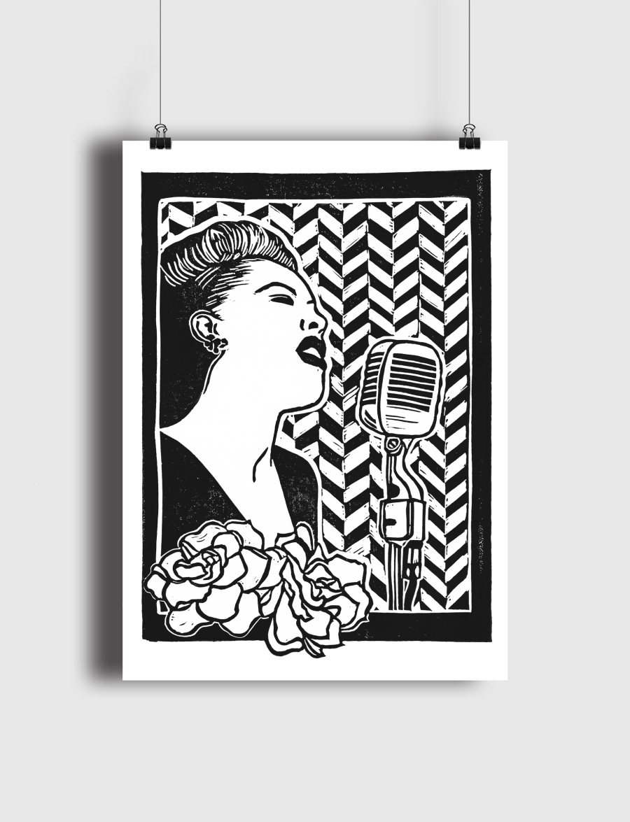 Billie Holiday Blockprint