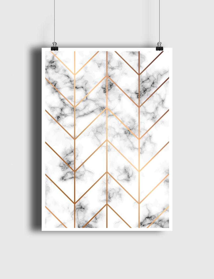 Marble and golden chevron