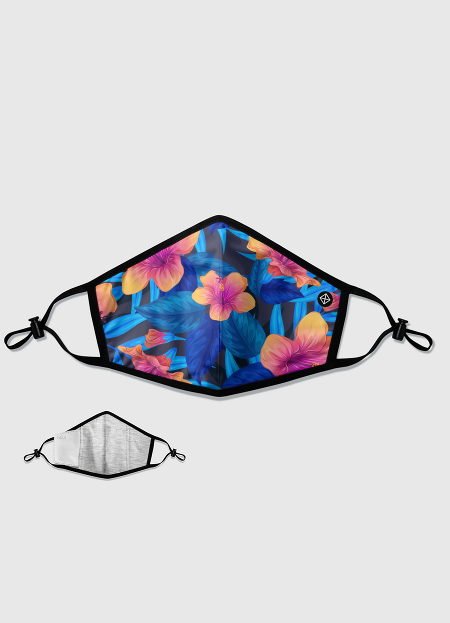 blue topical floral design