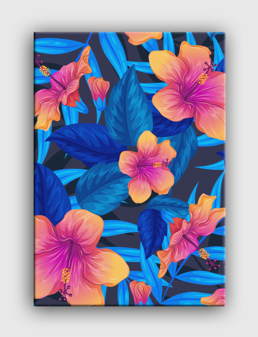 blue topical floral design