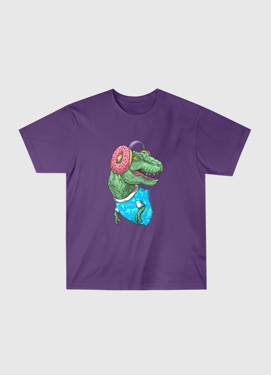 T-rex with headphones