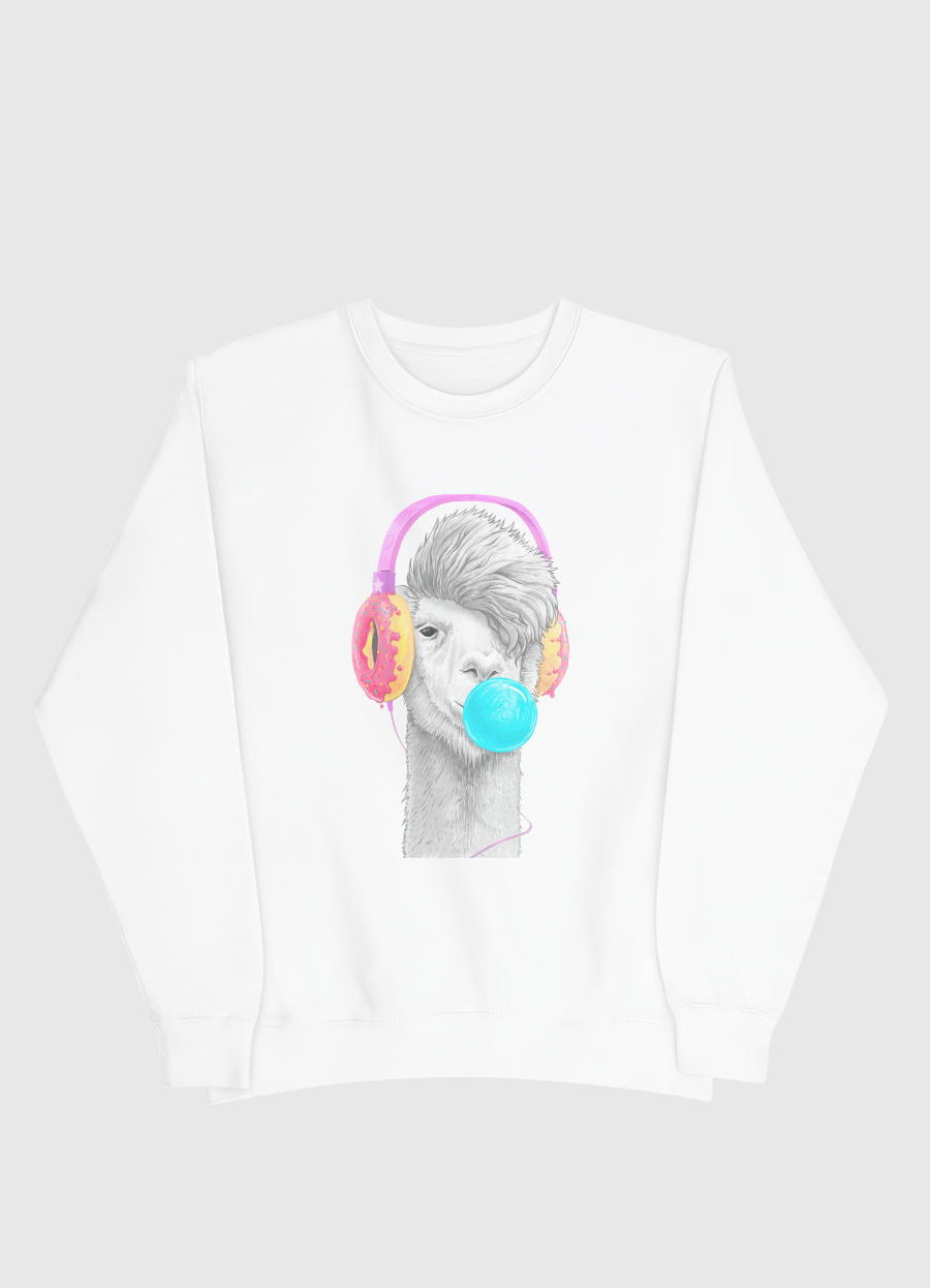 Lama in headphones