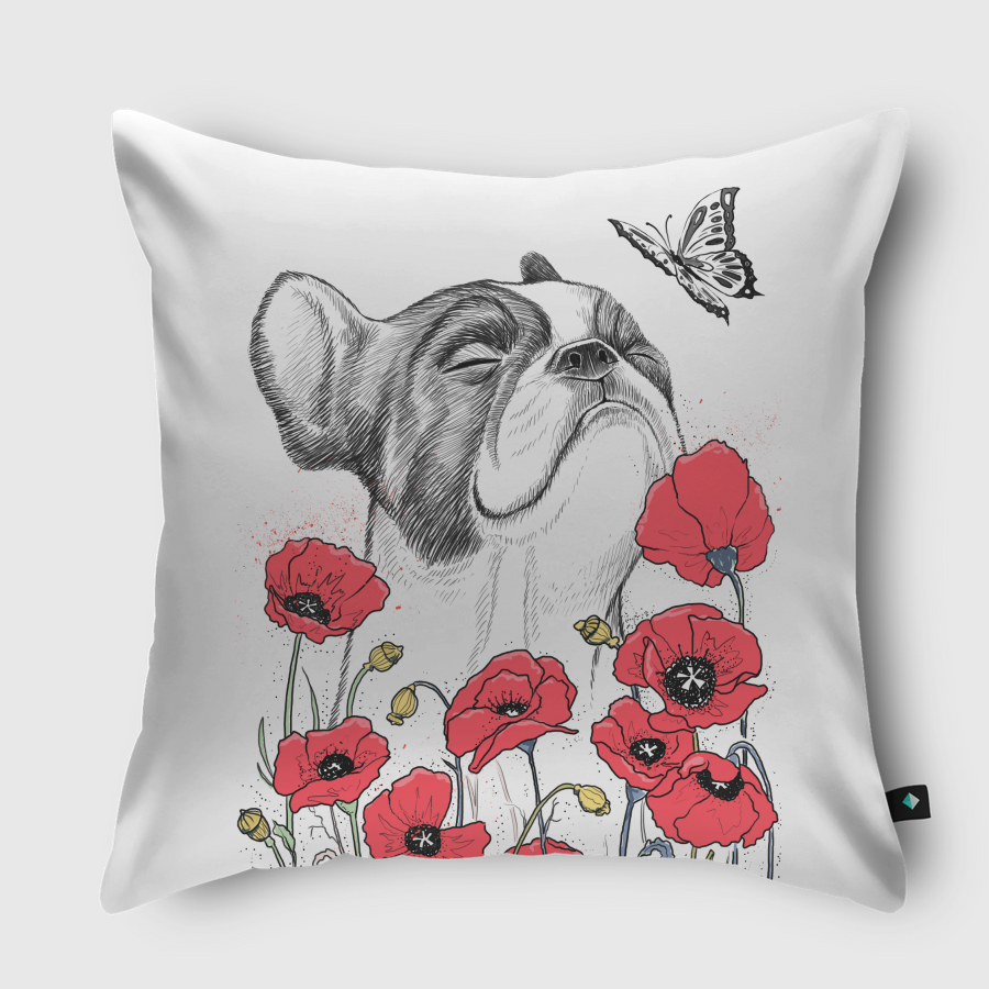 Pug in flowers