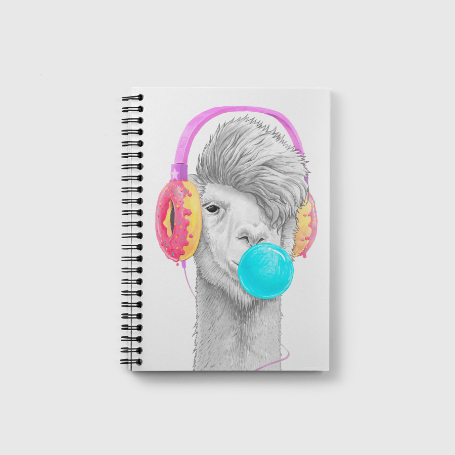 Lama in headphones