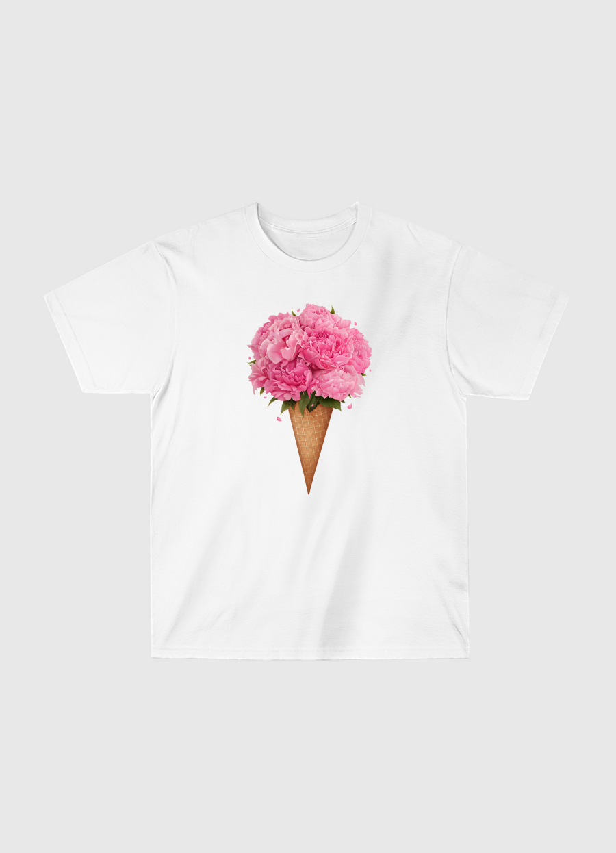 Ice cream with peonies