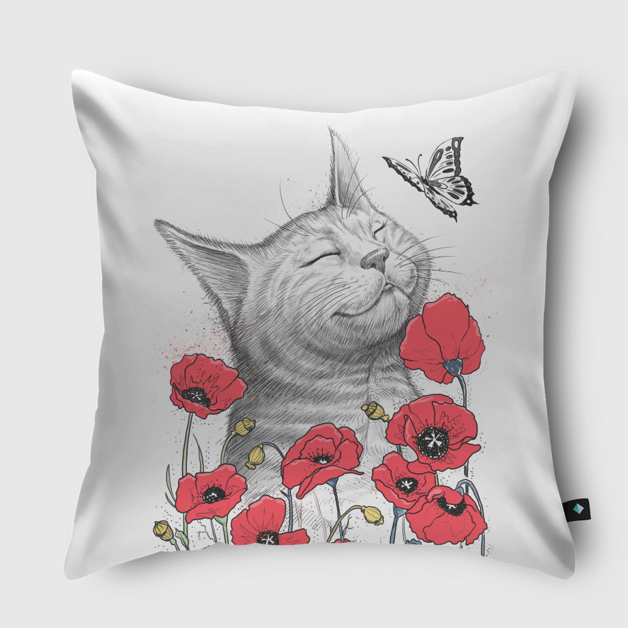 Cat in poppies