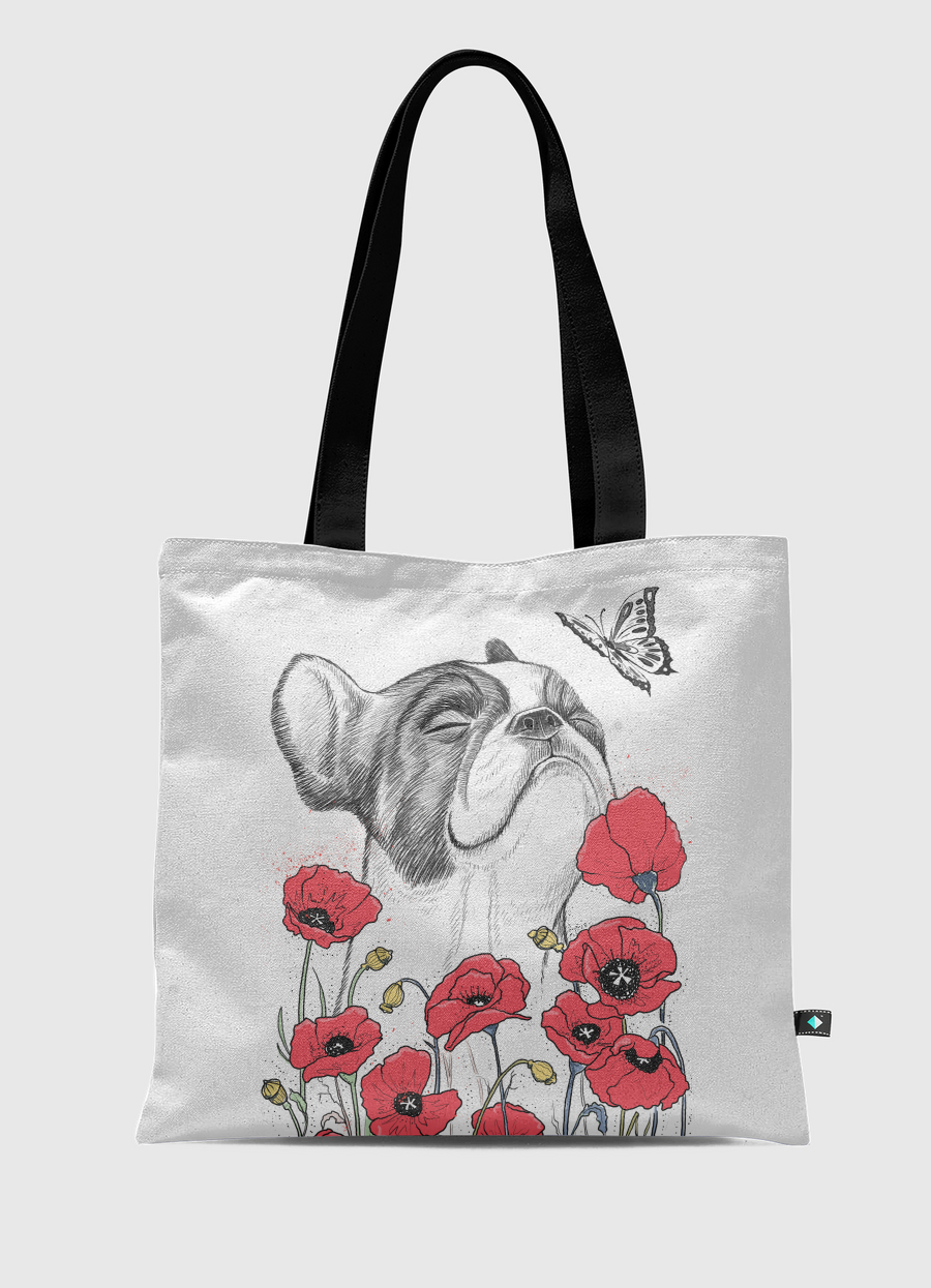 Pug in flowers