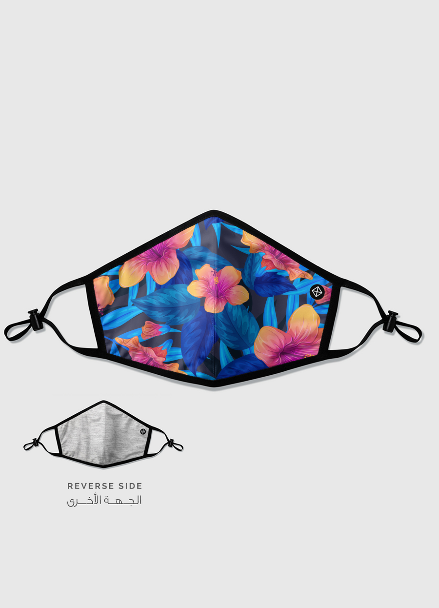 blue topical floral design